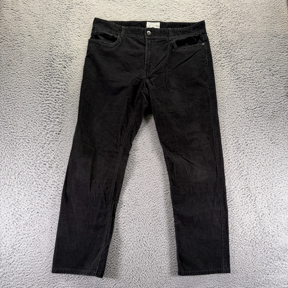 Copper Oak Pant Mens 36x30 Black Cotton Corduroy Chino Straight Preppy Stretch